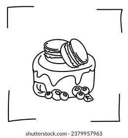Vector. Contour icons. Line icons of desserts and sweet dishes. Candies, chocolate, cakes, donuts, ice cream in sketch style. Icons set,  stroke. Hand drawn signs. Desserts and sweets doodle set.