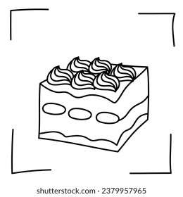 Vector. Contour icons. Line icons of desserts and sweet dishes. Candies, chocolate, cakes, donuts, ice cream in sketch style. Icons set,  stroke. Hand drawn signs. Desserts and sweets doodle set.