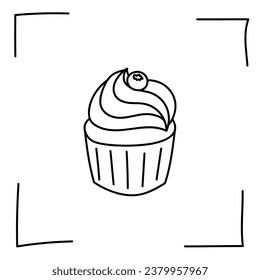 Vector. Contour icons. Line icons of desserts and sweet dishes. Candies, chocolate, cakes, donuts, ice cream in sketch style. Icons set,  stroke. Hand drawn signs. Desserts and sweets doodle set.