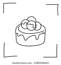 Vector. Contour icons. Line icons of desserts and sweet dishes. Candies, chocolate, cakes, donuts, ice cream in sketch style. Icons set,  stroke. Hand drawn signs. Desserts and sweets doodle set.