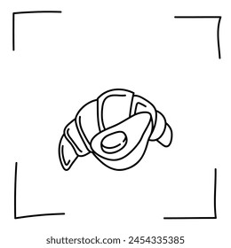 Vector. Contour icons. Line icons of desserts and sweet dishes. Candies, chocolate, croissant, donuts, ice cream in sketch style. Icons set,  stroke. Hand drawn signs. Desserts and sweets doodle set.