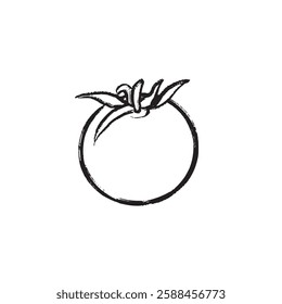 Vector contour illustration of a cherry tomato. Perfect for packaging, logos, postcards, textiles, menu design, web design, and culinary projects.