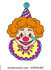 vector, contour, illustration, coloring book, clown, face, smile, circus, performance, abstraction, design element, art