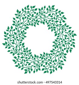 vector, contour, illustration, decor element, branch, wreath, green, leaves