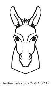 Vector contour illustration of donkey. 