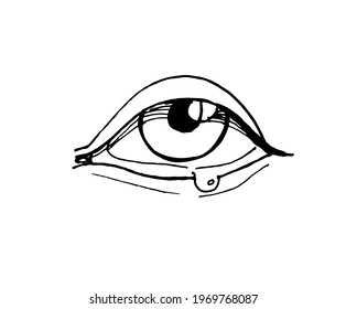 Vector Contour Illustration. An Eye That Looks Into Space. Emotions In A Person's Gaze. Symbolism, Signs.