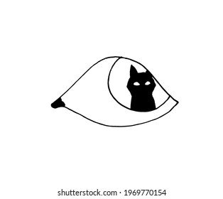 Ilustración del contorno del vector. Un ojo que mira al espacio. Emociones a la vista de una persona. Simbolismo, signos.