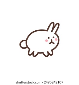 Vector contour illustration of hare icon isolated on white background. Cute minimalistic lucky rabbit. Funny bunny in simple style. Easter holiday symbol. Domestic animal