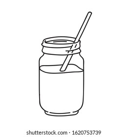 vector contour illustration healthy organic food drink medical medium fresh juice mug celery detox
