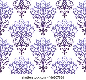 vector, contour, illustration, seamless pattern, element for design, abstract, swirls, mandala, blue, oriental style