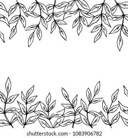vector contour  leaf  coloring book patternseamless vertical repeating pattern