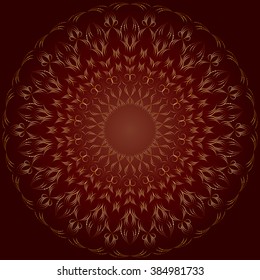 Vector contour mandala. Ethnic mandala with round ornament