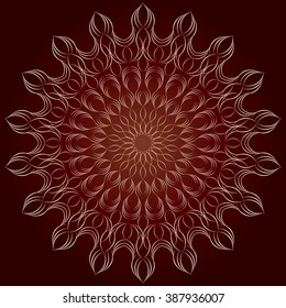 Vector contour mandala. Ethnic mandala with round ornament