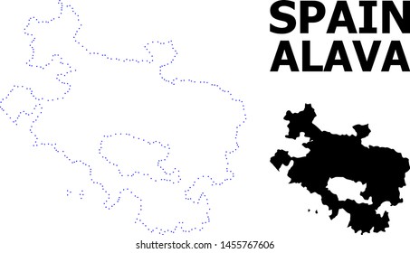 Vector contour Map of Alava Province with title. Map of Alava Province is isolated on a white background. Simple flat dotted geographic map template.