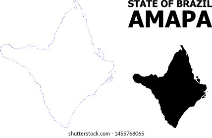 Vector contour Map of Amapa state with caption. Map of Amapa state is isolated on a white background. Simple flat dotted geographic map template.