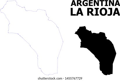 Vector contour Map of Argentina - La Rioja with title. Map of Argentina - La Rioja is isolated on a white background. Simple flat dotted geographic map template.