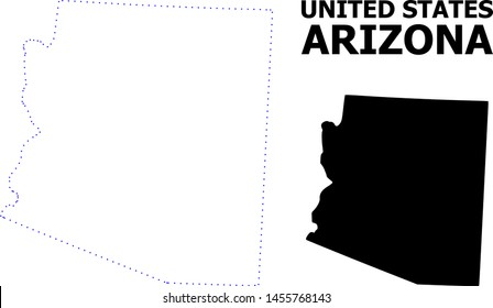 Vector contour Map of Arizona State with title. Map of Arizona State is isolated on a white background. Simple flat dotted geographic map template.