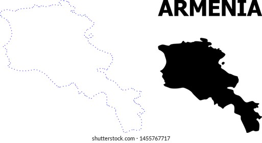 Vector contour Map of Armenia with title. Map of Armenia is isolated on a white background. Simple flat dotted geographic map template.