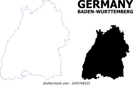 Vector contour Map of Baden-Wurttemberg State with caption. Map of Baden-Wurttemberg State is isolated on a white background. Simple flat dotted geographic map template.