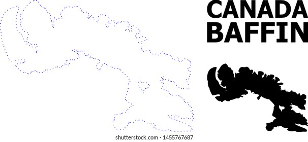 Vector contour Map of Baffin Island with caption. Map of Baffin Island is isolated on a white background. Simple flat dotted geographic map template.