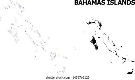 Vector contour Map of Bahamas Islands with title. Map of Bahamas Islands is isolated on a white background. Simple flat dotted geographic map template.