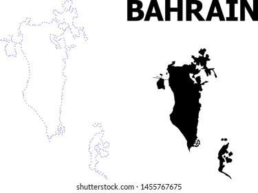 Vector contour Map of Bahrain with name. Map of Bahrain is isolated on a white background. Simple flat dotted geographic map template.