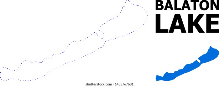 Vector contour Map of Balaton Lake with caption. Map of Balaton Lake is isolated on a white background. Simple flat dotted geographic map template.