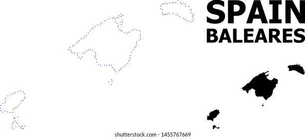 Vector contour Map of Baleares Province with title. Map of Baleares Province is isolated on a white background. Simple flat dotted geographic map template.