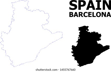 Vector contour Map of Barcelona Province with title. Map of Barcelona Province is isolated on a white background. Simple flat dotted geographic map template.