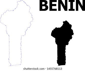 Vector contour Map of Benin with name. Map of Benin is isolated on a white background. Simple flat dotted geographic map template.