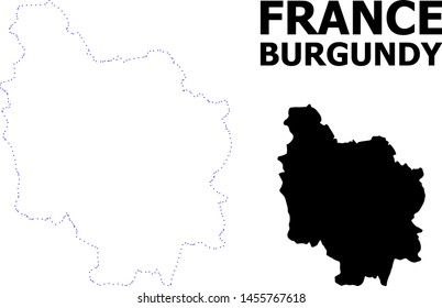 Vector contour Map of Burgundy Province with name. Map of Burgundy Province is isolated on a white background. Simple flat dotted geographic map template.