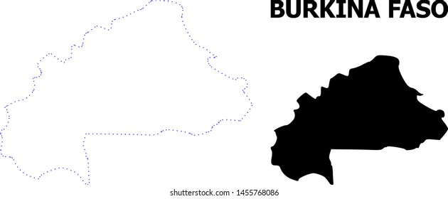 Vector contour Map of Burkina Faso with title. Map of Burkina Faso is isolated on a white background. Simple flat dotted geographic map template.