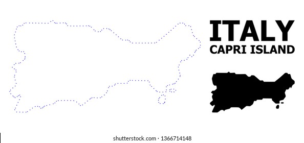 Vector contour Map of Capri Island with title. Map of Capri Island is isolated on a white background. Simple flat dotted geographic map template.