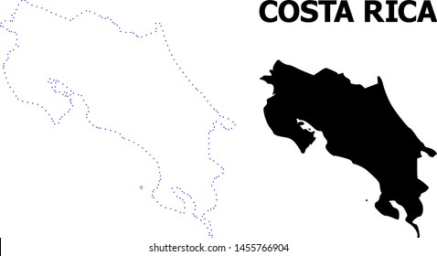 Vector contour Map of Costa Rica with title. Map of Costa Rica is isolated on a white background. Simple flat dotted geographic map template.