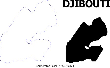 Vector contour Map of Djibouti with caption. Map of Djibouti is isolated on a white background. Simple flat dotted geographic map template.