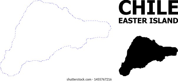 Vector contour Map of Easter Island with name. Map of Easter Island is isolated on a white background. Simple flat dotted geographic map template.