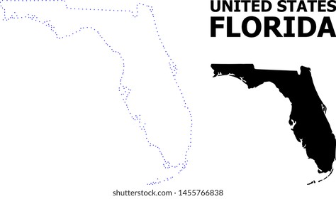 Vector contour Map of Florida State with caption. Map of Florida State is isolated on a white background. Simple flat dotted geographic map template.