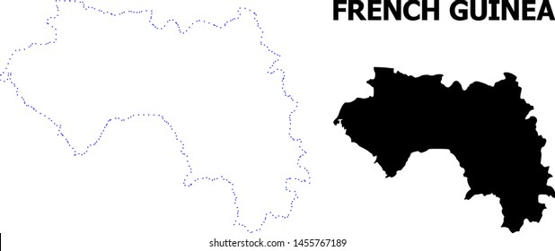 Vector contour Map of French Guinea with title. Map of French Guinea is isolated on a white background. Simple flat dotted geographic map template.