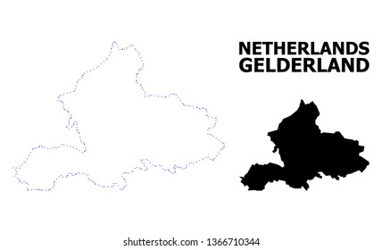 Vector contour Map of Gelderland Province with caption. Map of Gelderland Province is isolated on a white background. Simple flat dotted geographic map template.