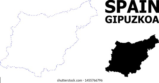 Vector contour Map of Gipuzkoa Province with name. Map of Gipuzkoa Province is isolated on a white background. Simple flat dotted geographic map template.