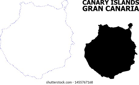 Vector contour Map of Gran Canaria with title. Map of Gran Canaria is isolated on a white background. Simple flat dotted geographic map template.
