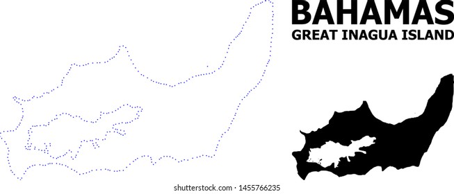 Vector contour Map of Great Inagua Island with caption. Map of Great Inagua Island is isolated on a white background. Simple flat dotted geographic map template.