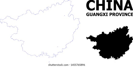 Vector contour Map of Guangxi Province with caption. Map of Guangxi Province is isolated on a white background. Simple flat dotted geographic map template.