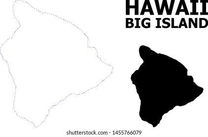 Vector contour Map of Hawaii Big Island with title. Map of Hawaii Big Island is isolated on a white background. Simple flat dotted geographic map template.