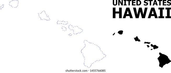 Vector contour Map of Hawaii State with name. Map of Hawaii State is isolated on a white background. Simple flat dotted geographic map template.