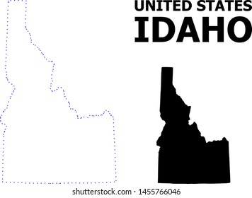 Vector contour Map of Idaho State with caption. Map of Idaho State is isolated on a white background. Simple flat dotted geographic map template.