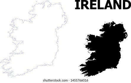 Vector contour Map of Ireland Island with caption. Map of Ireland Island is isolated on a white background. Simple flat dotted geographic map template.