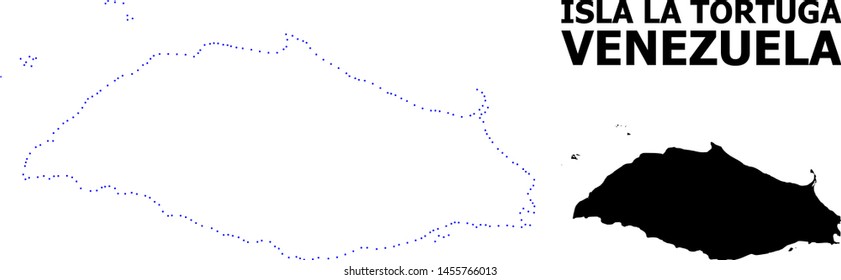 Vector contour Map of Isla La Tortuga with caption. Map of Isla La Tortuga is isolated on a white background. Simple flat dotted geographic map template.