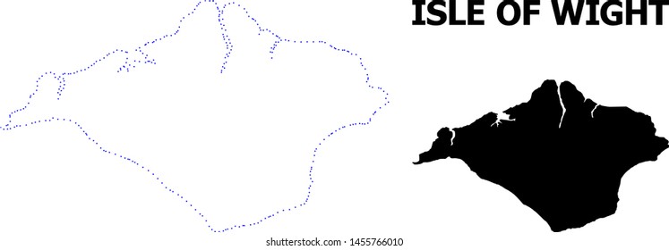 Vector contour Map of Isle of Wight with title. Map of Isle of Wight is isolated on a white background. Simple flat dotted geographic map template.