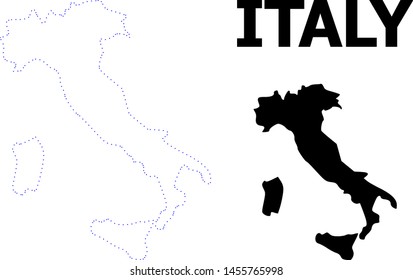 Vector contour Map of Italy with name. Map of Italy is isolated on a white background. Simple flat dotted geographic map template.